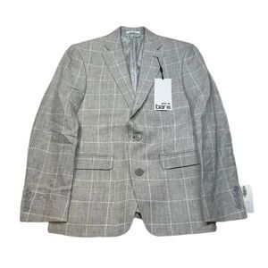 Bar III Linen Sport Coat Mens 36S 36 Gray Plaid Slim‎ Fit $360 NEW